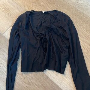 Aritzia front tie mesh shirt